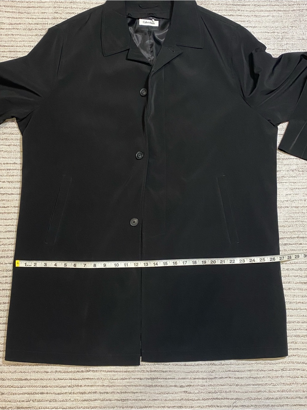 Calvin Klein Black Trench Coat Size 48R Men’s - Picture 4 of 6